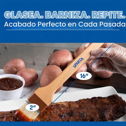 Vista 4 de SPARTA 4037000 Cepillo de repostería de nailon para hornear cerdas de jabalí en ángulo con mango de madera dura y cerdas epoxi para cocinas
