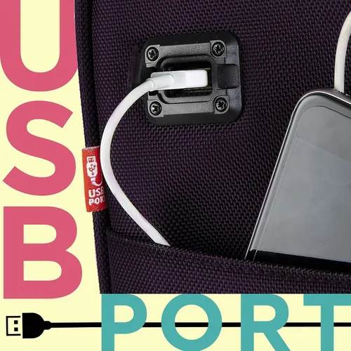 Vista 8 de TPRC 15" Smart equipaje de mano para abajo del asiento, con puerto de carga USB, Púrpura), PR-85315-510