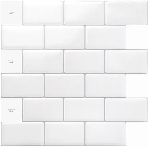 Vista 10 de Art3d Protector contra salpicaduras autoadhesivo de 10 hojas, 12 pulgadas x 12 pulgadas, azulejos tipo metro en diseño de mármol