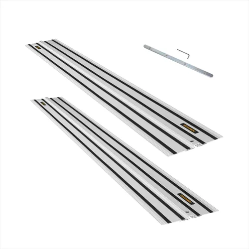 Vista 9 de Juego de unión de rieles guía POWERTEC de 110" para sierras de pista Milwaukee - Incluye 2x55" de rieles de aluminio extruido y conectores
