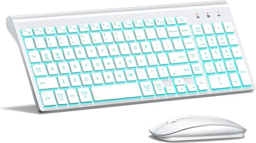 Vista 7 de TopMate Combo de teclado y mouse inalámbricos ultradelgados, 2.4G silencioso compacto USB 2400DPI mouse e interruptor de tijera, juego de teclado