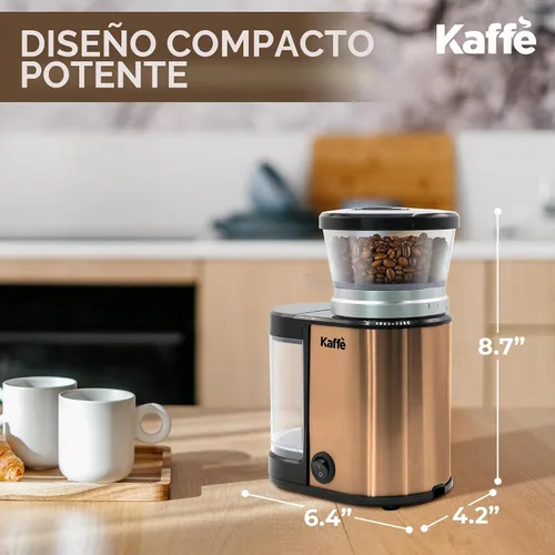 Vista 6 de Kaffe - Molinillo eléctrico de café con rebabas (5.5 onzas) con ajustes de grosor precisos ajustables, rebabas planas, [motor mejorado], molinillo