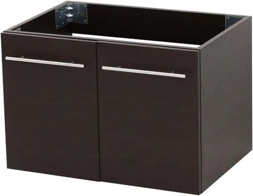 Vista 3 de Juego de lavabo flotante para montaje en pared, tocador marrón oscuro, fregadero de cerámica para encimera de piedra plana blanca, 24 pulgadas