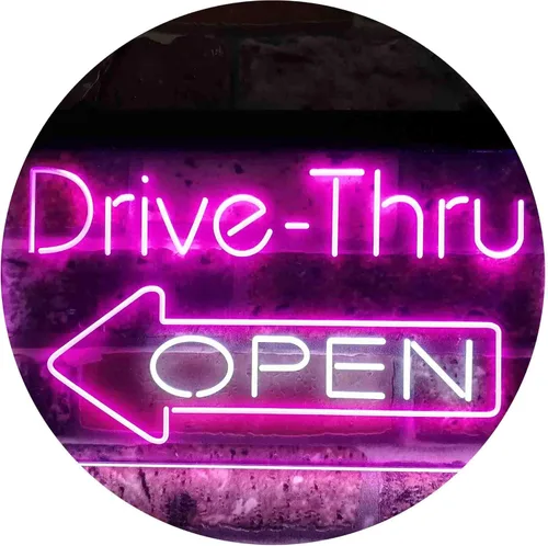Vista 9 de ADVPRO Drive Thru Open Flecha Izquierda Señal de neón LED de doble color, azul y rojo, 24 x 16 pulgadas st6s64-i3827-br