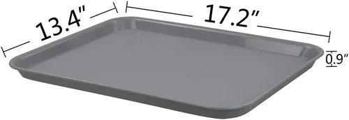 Vista 2 de Begale Bandeja de plástico para servir comida rápida, bandeja de cocina, juego de 4, gris Bandeja de comida rápida de 17.2 x 13.4 pulgadas