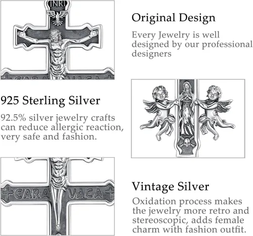 Vista 107 de Vito Collar de plata de ley 925 para mujeres y hombres, San Benito, crucifijo, Caravaca, San Cristóbal, San Judas, medalla patronal, amuleto