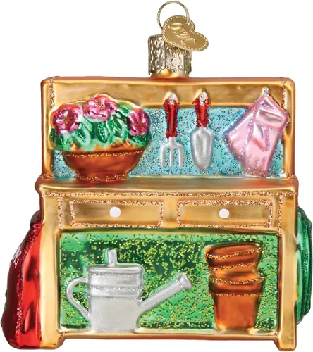 Vista 18 de Old World Christmas - Adorno de semillas de jardín con diseño de paleta, de vidrio soplado para árbol de Navidad, decoración festiva hecha a mano
