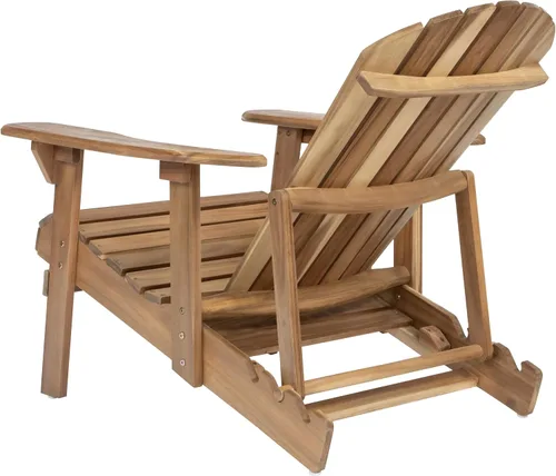 Vista 4 de Sillas Adirondack plegables teñidas naturales, sillas de terraza al aire libre, sillas de patio, con reposapiernas extensible para piscina, Teñido