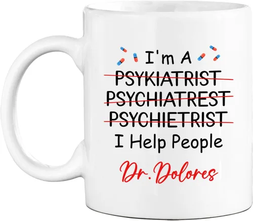 Vista 19 de Taza de café personalizada para psiquiatra jubilada, regalo para el abuelo y la abuela, "A Truly Great Psychiatist Is Hard To Find Difficult To Part