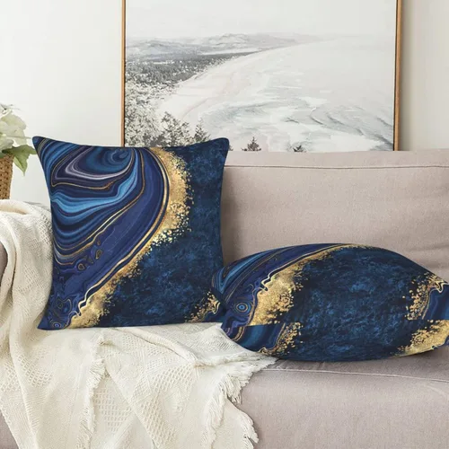 Vista 7 de Fiokroo Juego de 2 fundas de almohada con textura de mármol azul, fundas de almohada cuadradas para sofá, dormitorio, sala de estar, automóvil, 18 x