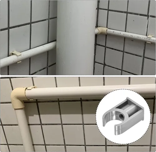 Vista 4 de METALLIXITY Clips de tubería de agua de PVC (0.79 pulgadas), 20 unidades, abrazaderas de plástico en forma de U con tornillos, para manguera