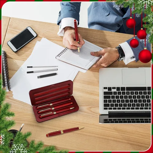 Vista 2 de Eaasty Juego de 16 bolígrafos de madera de regalo, incluye bolígrafo de tinta de gel, caja de madera y 12 recambios para maestros y padres, regalos