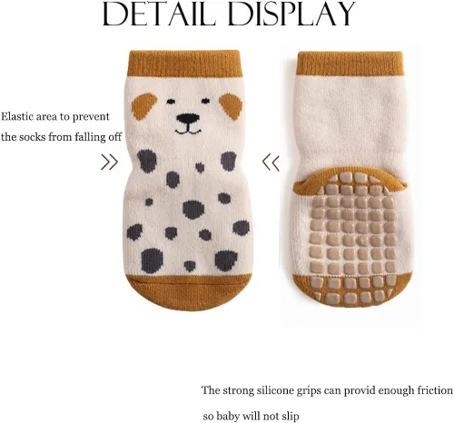 Vista 7 de Exegawe Baby Non Slip Socks Winter 5 Pairs Kid Thick Warm Crew Socks with Grips