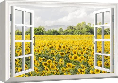 Vista 51 de wall26 - Cuadro en lienzo para pared, vista de ventana, río neón turquesa, rápido, bosque, lago, arroyo, naturaleza salvaje, fotografía, realismo