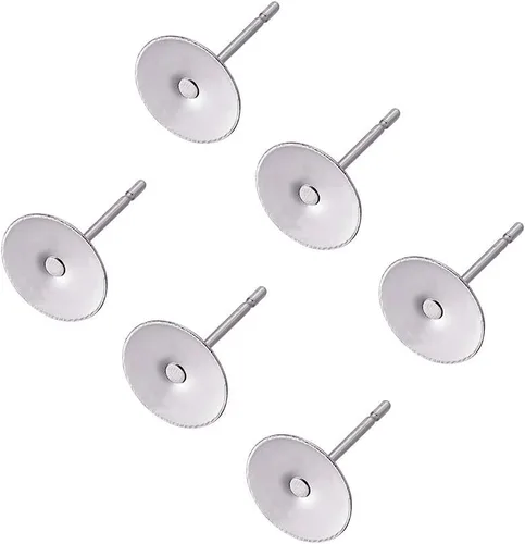 Vista 23 de Craftdady Juego de 60 aretes de acero inoxidable de 0.197 in, dorados, plateados, dorados, plateados, aretes en blanco, kit de fabricación