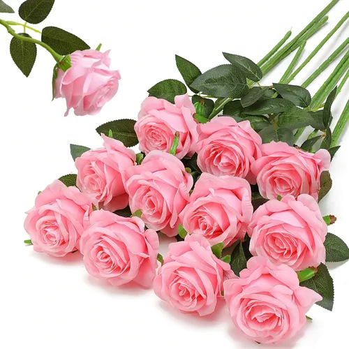 Vista 18 de Rosas artificiales negras – 10 piezas de rosas artificiales falsas de seda con tallos para decoración del hogar, boda, hotel, oficina, centro de mesa