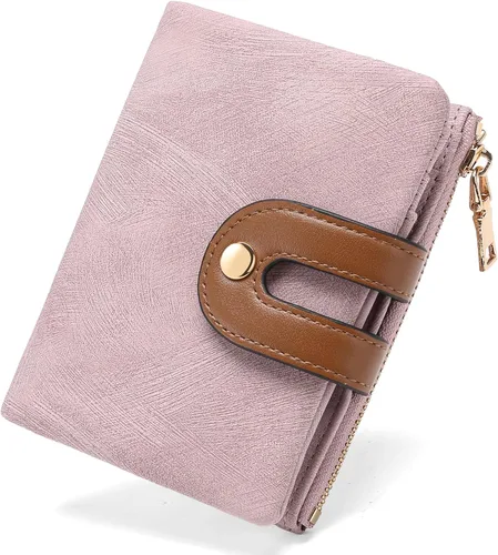 Vista 7 de RNIEGA Billeteras pequeñas para mujer, de cuero, plegable, con bloqueo RFID, tarjetero compacto con bolsillo para monedas con cremallera