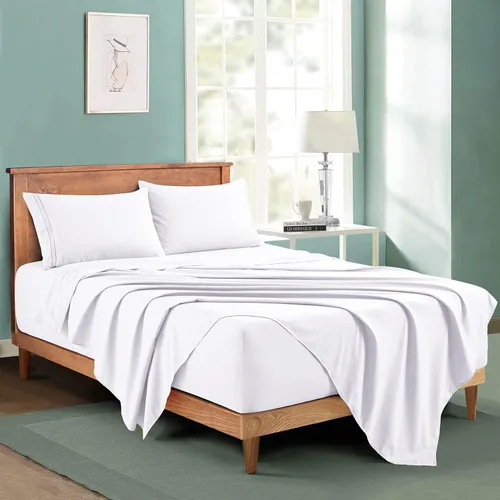 Vista 10 de Manyshofu Juego de sábanas de tamaño individual con bolsillos extra profundos, sábanas y fundas de almohada de 1800 hilos de lujo para hotel, juego