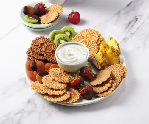 Vista 6 de Reko Tea Fusions - Galletas de gofre, té negro y grosella, paquetes de aperitivos envueltos individualmente, pizzelas italianas finas sin sabores ni
