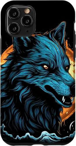 Vista 10 de Funda de arte de fantasía negra oculta para iPhone 14, lobo gótico, lobo y luna