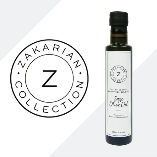 Vista 7 de Zakarian: Aceite de oliva de salvia extra virgen prensado en frío, hecho de aceitunas griegas orgánicas y salvia, 8.5 fl oz, ultra premium, baja