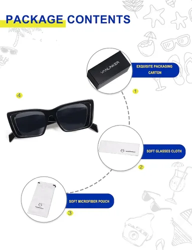 Vista 9 de VANLINKER Gafas de sol rectangulares de ojo de gato de moda para mujer y hombre, marco estrecho de lujo, gafas de sol de moda VL9762
