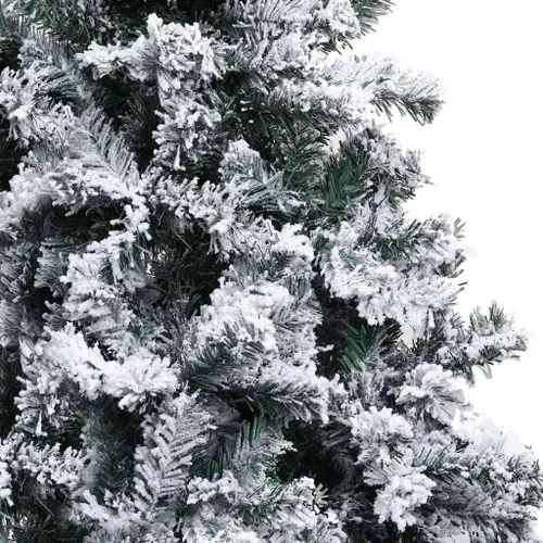 Vista 3 de 6.5ft Flocked Artificial Christmas Tree with LED Lights and Decorations, Realistic PVC Branches, Adjustable Steel Stand for Indoor Holiday Decor