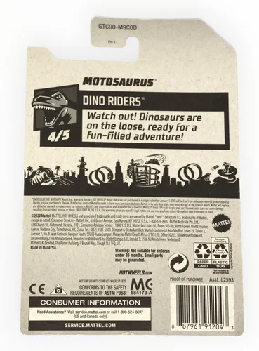 Vista 2 de DieCast Hot Wheels Motosaurus (naranja/verde) - Dino Riders 4/5 [2021 Treasure Hunt]