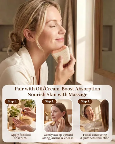 Vista 4 de Silicone Lymphatic Contour Face Brush, Face Brush for Lymphatic Drainage Almond