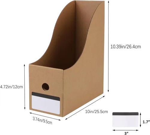 Vista 2 de Paquete de 35 organizadores de cartón para archivos, revistas, caja de almacenamiento plegable para revistas, estante de documentos, organizador