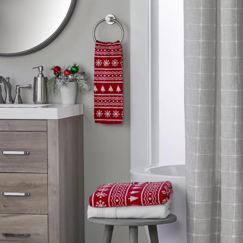 Vista 8 de SKL Home Toalla de baño de Navidad/Winter Fair Isle, color rojo