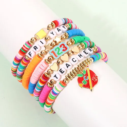 Vista 158 de Surfer Heishi - Pulseras apilables para mujer, apilables, de vinilo arcoíris, disco de arcilla, pulseras elásticas para la amistad, joyería bohemia