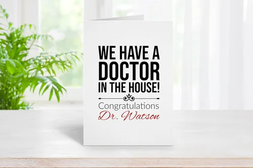 Vista 4 de Tarjetas de graduación personalizadas para médico, tarjeta de felicitación personalizada para hija o hijo, tenemos un médico en la casa, regalos
