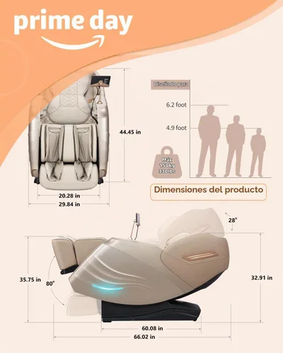 Vista 2 de RELX Silla de masaje Shiatsu de cuerpo completo de gravedad cero SL-Track, 12 modos, sistema de terapia de calor integrado, masaje con bolsa de Crema