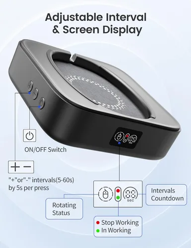 Vista 4 de Ratón Jiggler indetectable, sin necesidad de alinear el cursor, dispositivo móvil de ratón con intervalo ajustable y pantalla, agitador automático