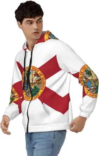Vista 4 de KADEUX Sudaderas con capucha de la bandera de la Florida para hombres y mujeres, con cremallera completa
