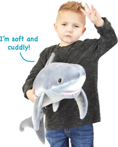 Vista 3 de TigerHart Sammy The Shark - Peluche de 36 pulgadas de largo, color blanco