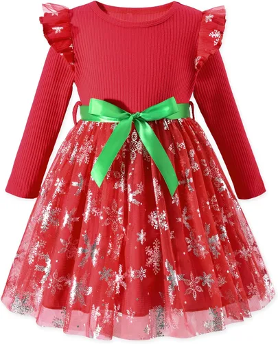 Vista 9 de Vestido de tul de manga larga para niña pequeña de 1 a 5 años Negro