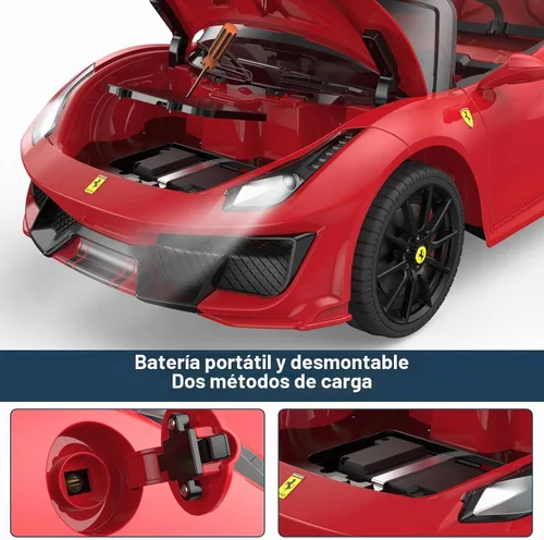 Vista 4 de Autorizado Ferrari 488 Pista Spider Ride On Car 12V Batería Powered Kids