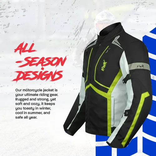 Vista 2 de HWK Chaqueta de motocicleta para hombres y mujeres Scorpion con tela Cordura para enduro, motocross, conducción de motocicleta, Verde de alta Verde