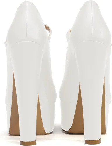 Vista 3 de YODEKS Zapatos de tacón alto y tacón alto para mujer, con plataforma cerrada, estilo Mary Jane, zapatos de vestir para bodas y fiestas