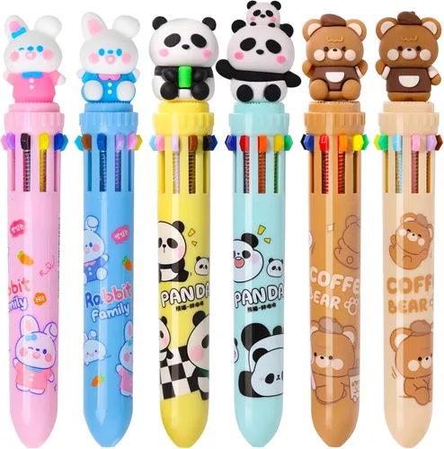 Vista 10 de Heliar Bolígrafo multicolor de 0.028 in, bolígrafos de colores 10 en 1, bolígrafos retráctiles de animales para oficina, suministros escolares
