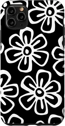 Vista 4 de Funda para iPhone 12 Mini con diseño de flores silvestres en blanco y negro