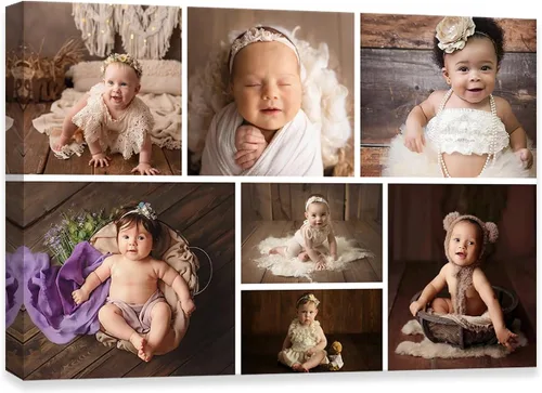 Vista 12 de DOARTDO Lienzo fotográfico personalizado con 4 collage de fotos múltiples, arte de pared personalizado para familia, niños, bebés, mascotas, marco
