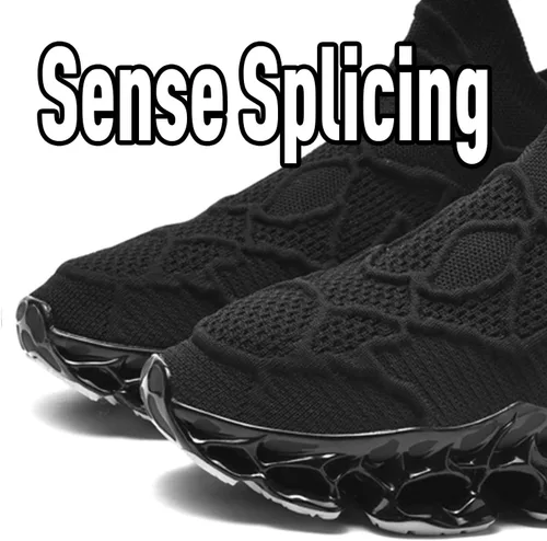 Vista 5 de Poramea Mocasines sin cordones para hombre, zapatos de tenis para caminar, sin cordones, tenis de malla para correr, casual, atléticos