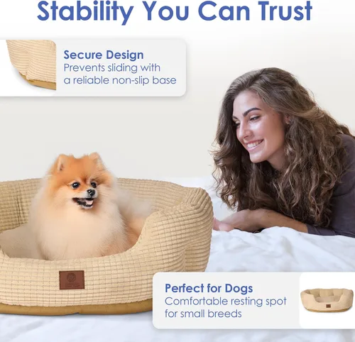 Vista 5 de American Kennel Club Cama para perro de 26 pulgadas, textura de palomitas de maíz, lavable, antideslizante, para perros medianos y grandes