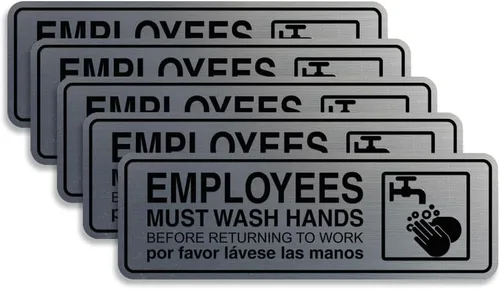 Vista 68 de Standard Employees Must Wash Hands - Letrero para puerta/pared, color negro, pequeño