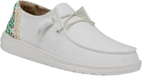 Vista 14 de Hey Dude Wendy de lona lavada para mujer Zapatos de mujer Mocasines con cordones para mujer Cómodos y ligeros Negro