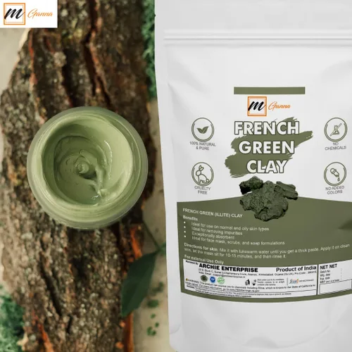 Vista 6 de Arcilla verde francesa en polvo 0.22 libras / 100 GMS Illite arcilla de montmorillonita para máscaras faciales, cremas, exfoliantes suaves