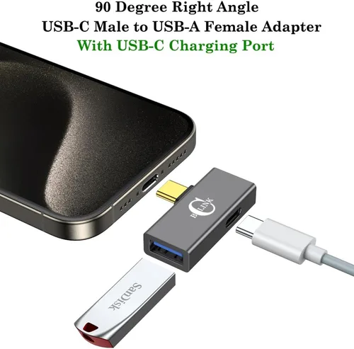Vista 2 de BCLINK Adaptador USB C a USB 3.1 2 en 1 con puerto de carga de 100 W, convertidor Thunderbolt 4/3 OTG para Meta Quest 2, iPhone 15, MacBook, iMac